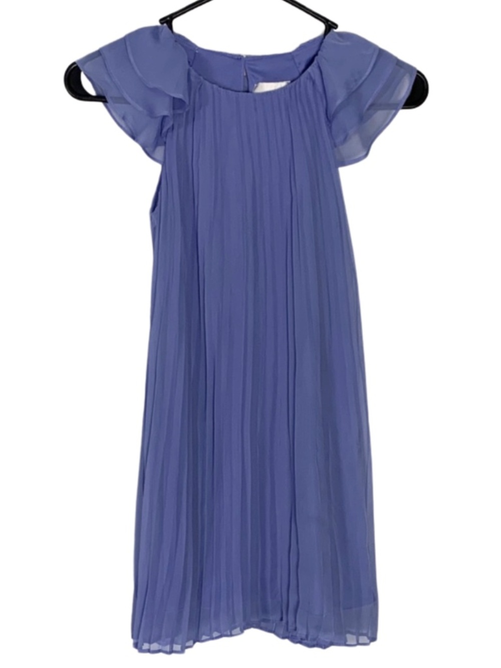 Periwinkle Pleated Flowing Dress Big Bow on Back Girls Size 8 Boho Minimalist
